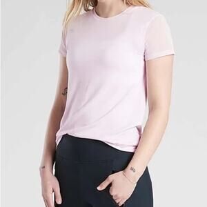 Athleta Cloudlight Hybrid Tee T-Shirt Top Simply Lilac Mesh Sleeve Women's Small